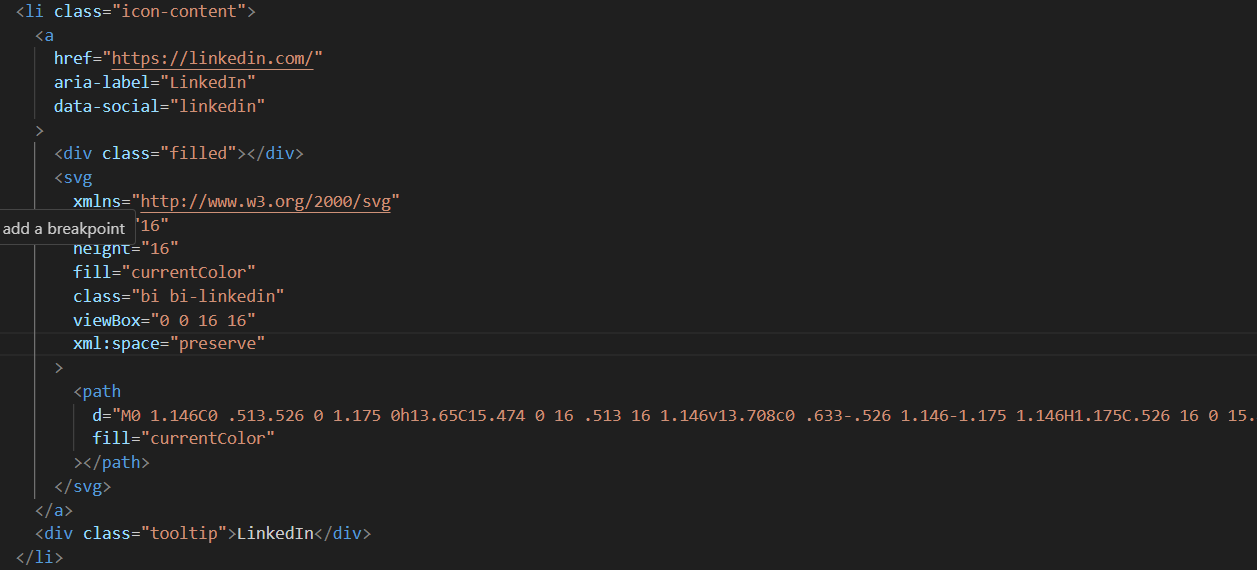 Social media icons with tooltip animation